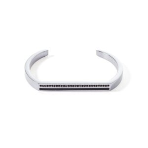 Bangle Cuff Square Stripes silver-black