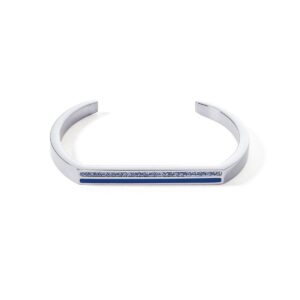 Bangle Cuff Square Stripes silver-blue