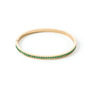 Bangle stainless steel & crystals gold dark green 19