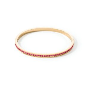 Bangle stainless steel & crystals gold pink 19