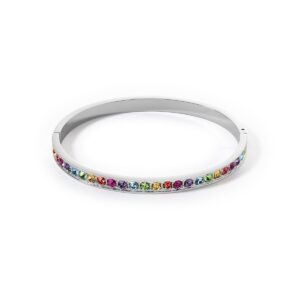 Bangle Stainless Steel & Crystals silver multicolour (size 19 cm)