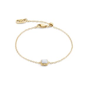 Birthstone April Bracelet White Quartz Gold