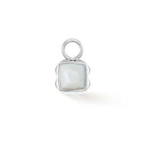 Birthstone April Charm White Quartz Silver