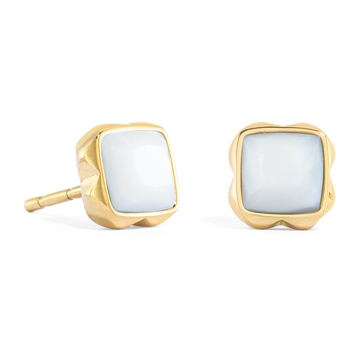 Birthstone April Earrings White Quartz Gold — изображение 2