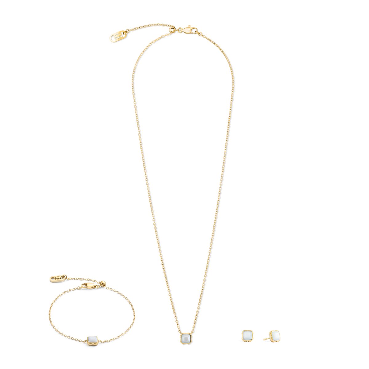 Birthstone April Earrings White Quartz Gold — изображение 3