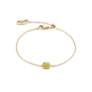 Birthstone August Bracelet Green Jade Gold