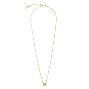 Birthstone August Necklace Green Jade Gold