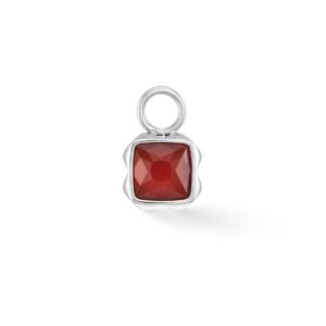 Birthstone January Charm Red Agate Silver