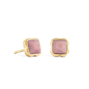 Birthstone July Earrings Rhodochrosite Gold