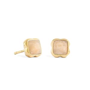 Birthstone June Earrings Cream Jade Gold