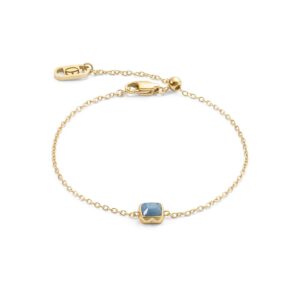Birthstone March Bracelet Blue Aventurine Gold