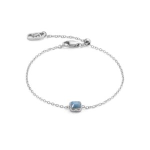 Birthstone March Bracelet Blue Aventurine Silver