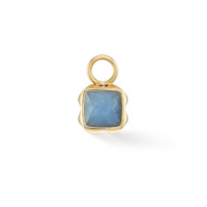 Birthstone March Charm Blue Aventurine Gold