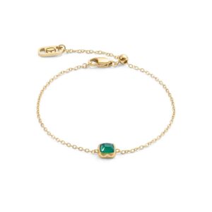 Birthstone May Bracelet Green Agate Gold