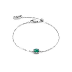 Birthstone May Bracelet Green Agate Silver