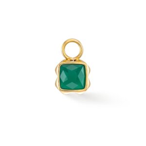 Birthstone May Charm Green Agate Gold
