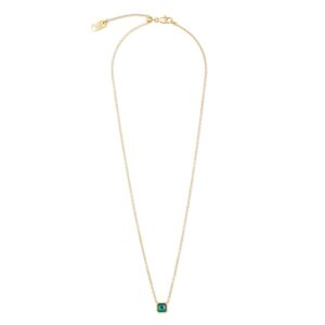 Birthstone May Necklace Green Agate Gold