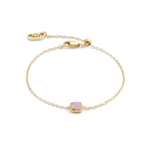 Birthstone October Bracelet Rose Quartz Gold