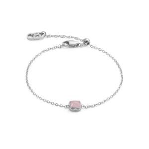 Birthstone October Bracelet Rose Quartz Silver