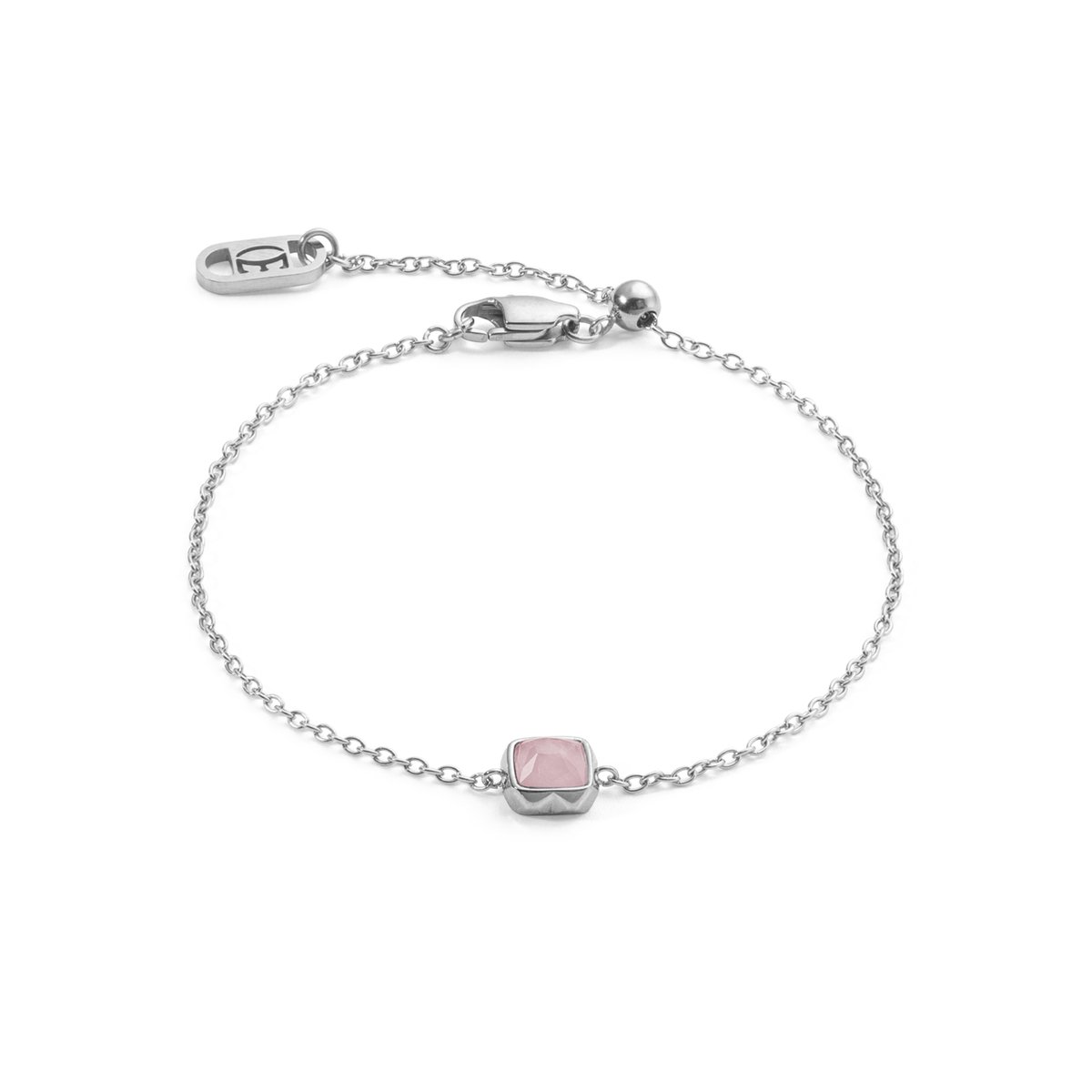 Birthstone October Bracelet Rose Quartz Silver