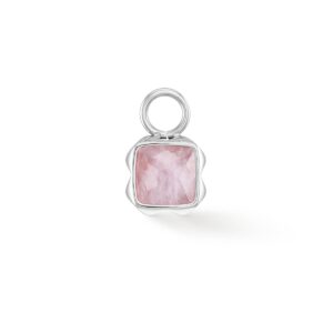 Birthstone October Charm Rose Quartz Silver