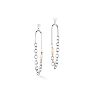 Boho earrings freshwater pearls silver & multicolour