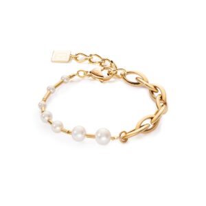 Bracelet Freshwater Pearls & Chunky Chain Navette Multiwear white-gold