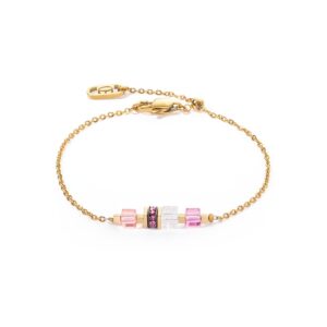 Bracelet Mini Cubes & Chain gold-pink