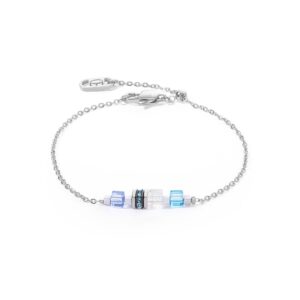 Bracelet Mini Cubes & Chain silver-blue