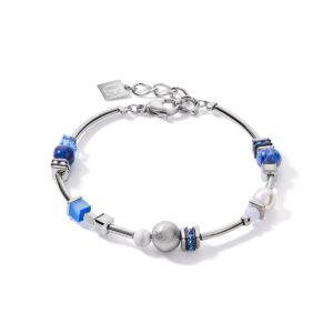 Bracelet Pearls & Cubes gemstones silver-blue