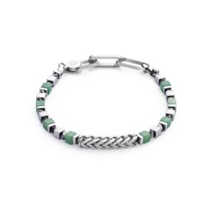 Bracelet Precious Cubes & Chain green-silver