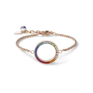 Bracelet Ring Crystals pavé & stainless steel rose gold & multicolour