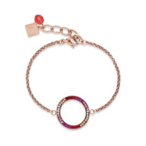 Bracelet Ring Crystals pavé & stainless steel rose gold & red-rose