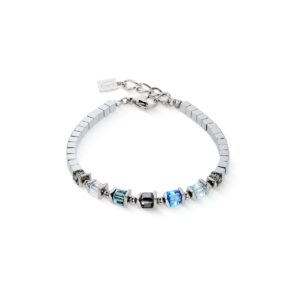 Bracelet Sparkling Cubes Fusion Chain silver-blue