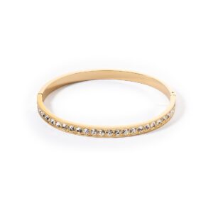 Bracelet stainless steel & crystals gold crystal (size 17 cm)