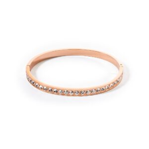 Bracelet stainless steel & crystals rose gold crystal (size 17 cm)