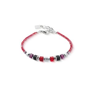 Bracelet Wave Cube Flow silver-red