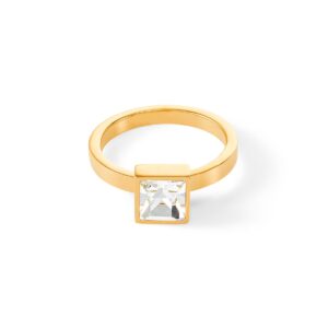 Brilliant Square big ring gold crystal