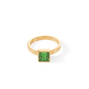 Grosse bague Brilliant Square or vert