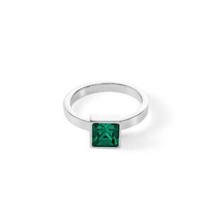 Brilliant Square big ring silver dark green