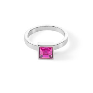 Brilliant Square big ring silver pink