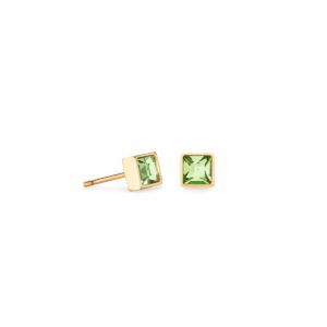 Brilliant Square small earrings gold green