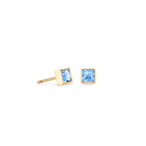 Brilliant Square small earrings gold pale blue