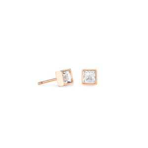 Brilliant Square small earrings rose gold crystal