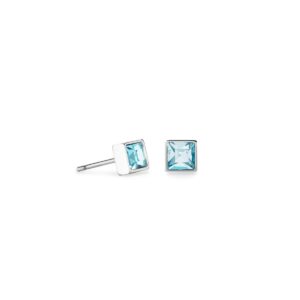 Brilliant Square small earrings silver aqua