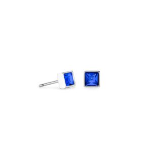 Brilliant Square small earrings silver blue