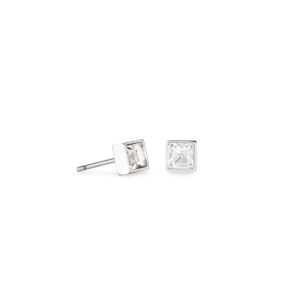 Brilliant Square small earrings silver crystal