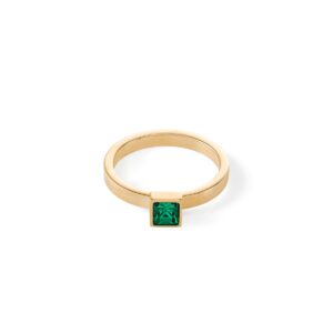 Petite bague Brilliant Square or vert foncé