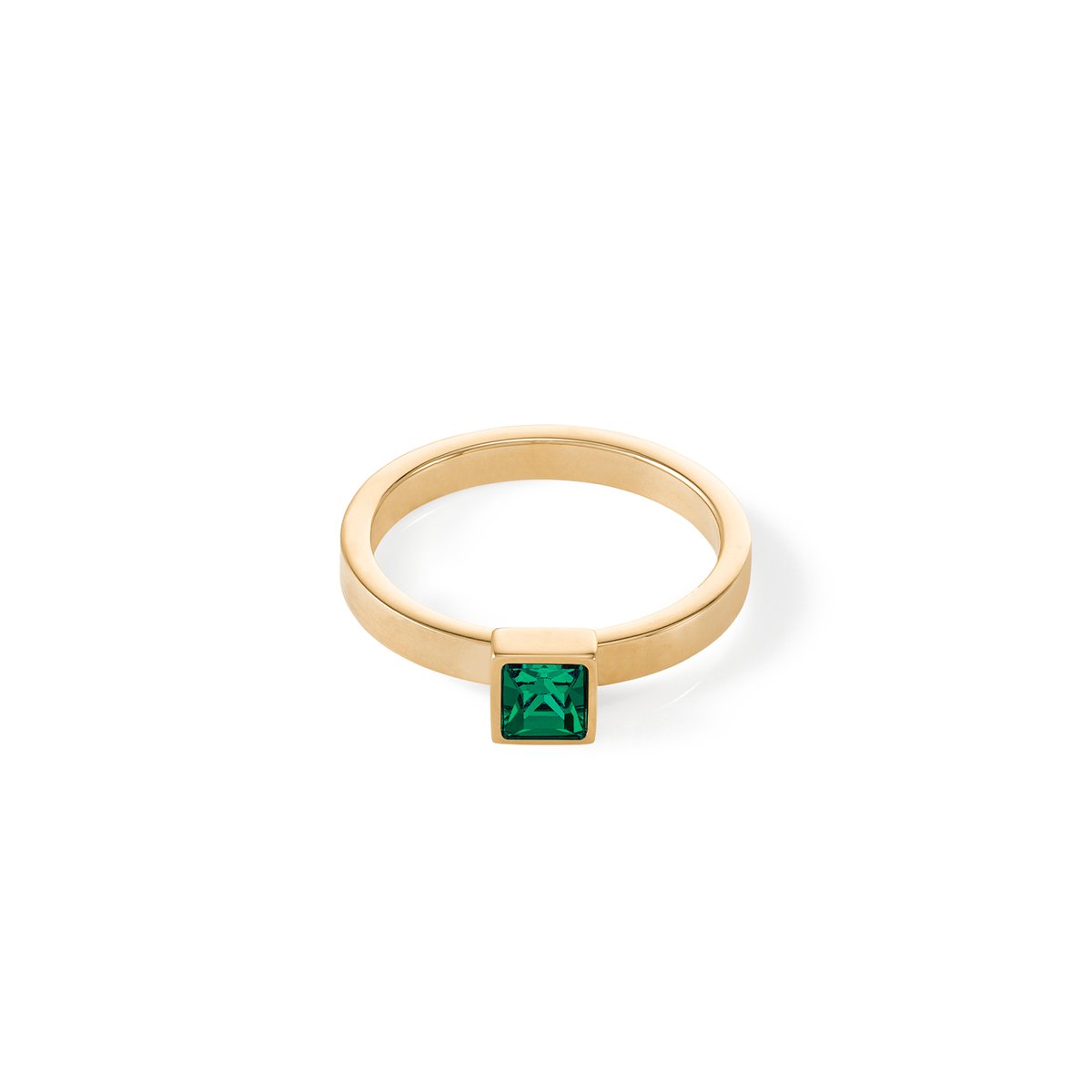 Petite bague Brilliant Square or vert foncé