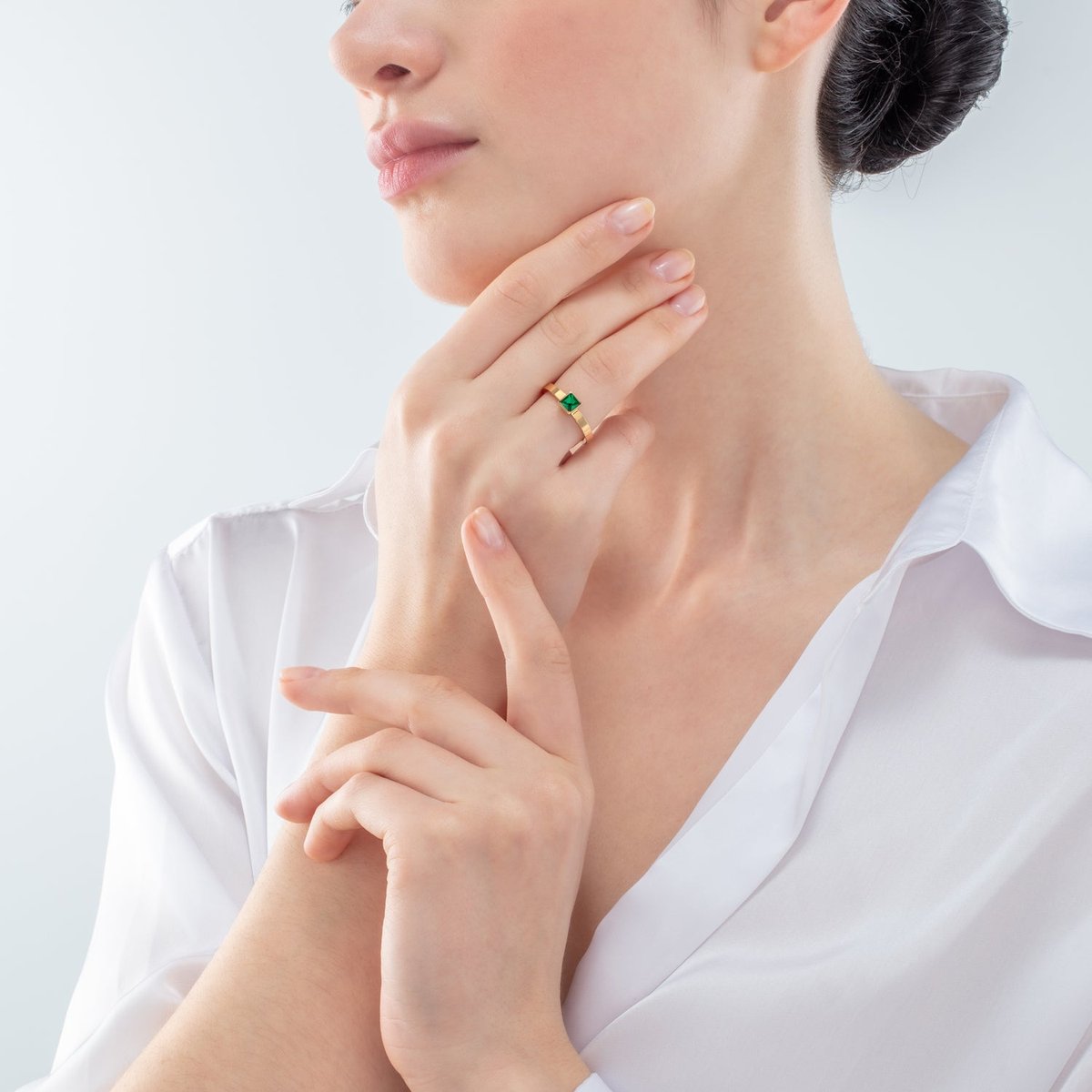 Petite bague Brilliant Square or vert foncé — изображение 3